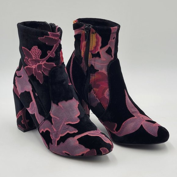 Steve Madden Velvet Floral Burnout Booties - Picture 5 of 15